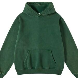 Cotton Blend Heavy Weight Trending Hoodie Green 2XL Distressed Grunge Unisex